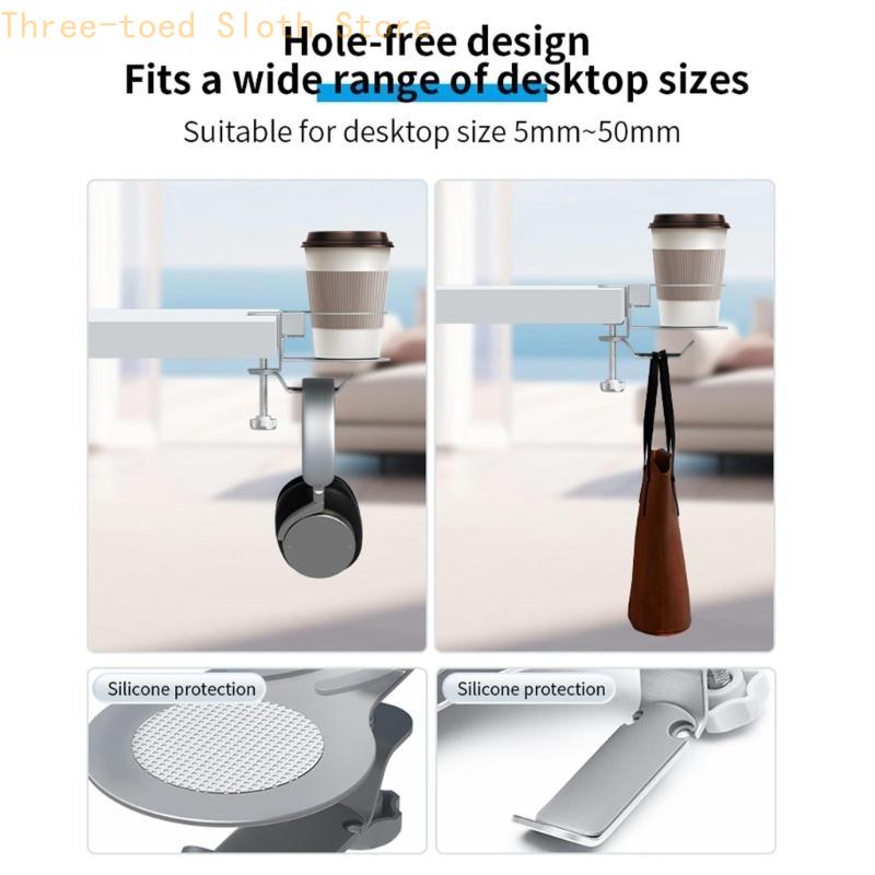 デスクマウントアルミカップオーガナイザーデスク下ヘッドフォン - Headphone Stand Desk のレビューと価格